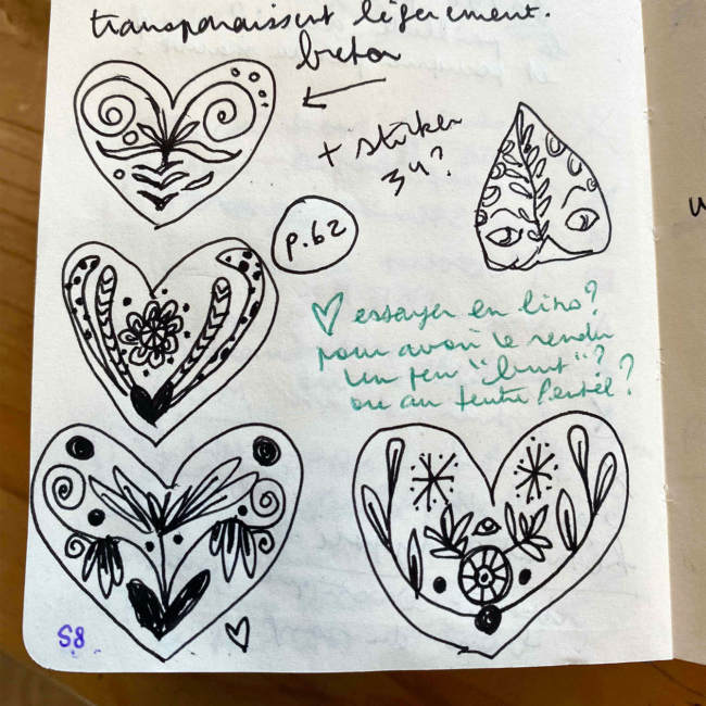 Page de carnet sur laquelle j’avais esquissé des idées.