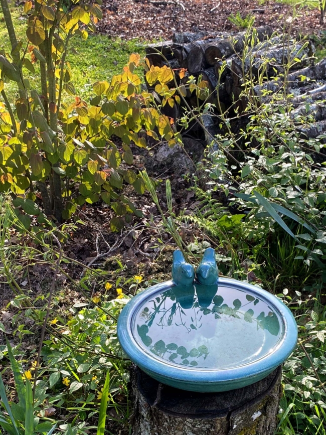 Abreuvoir pour oiseaux en céramique.